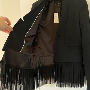 Statement black blazer with fringe